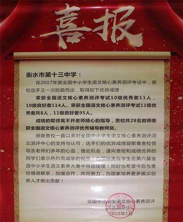 三项喜报 催人奋进：衡水十三中在多个全国型比赛中喜获佳绩