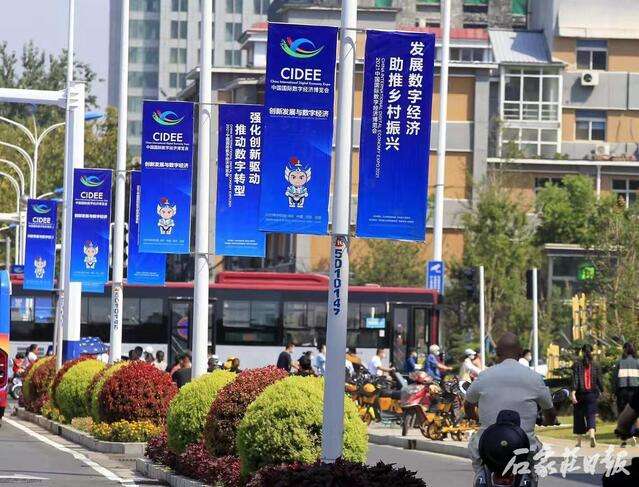 迎接数博会“盛装” 待客来 石家庄市各种宣传灯箱“亮”了起来