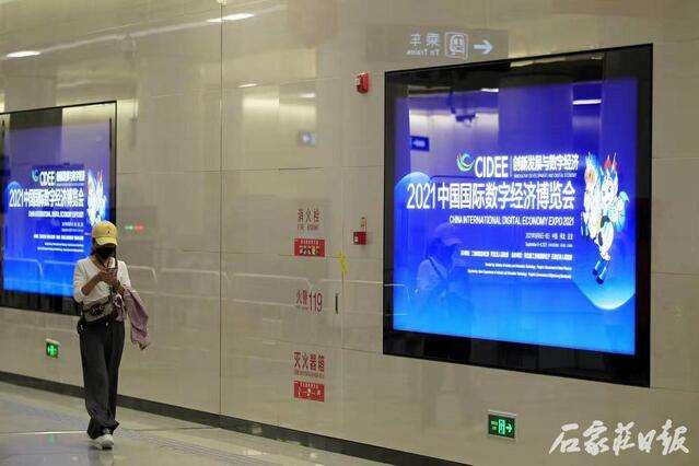 迎接数博会“盛装” 待客来 石家庄市各种宣传灯箱“亮”了起来