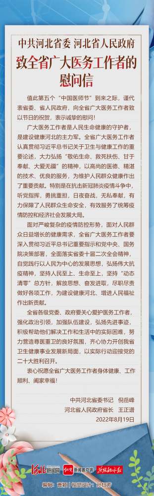 河北委 河北致全广医务工作者的慰问信